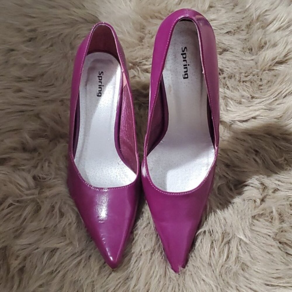 Vintage Y2K Light Purple Leather-Like Patent Heels
